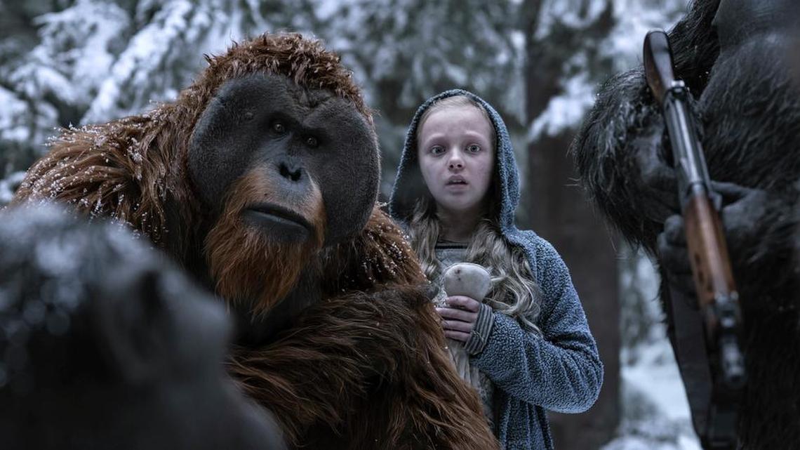 Karin Konoval (left) and Amiah Miller in Twentieth Century Fox’s ‘War for the Planet of the Apes.’