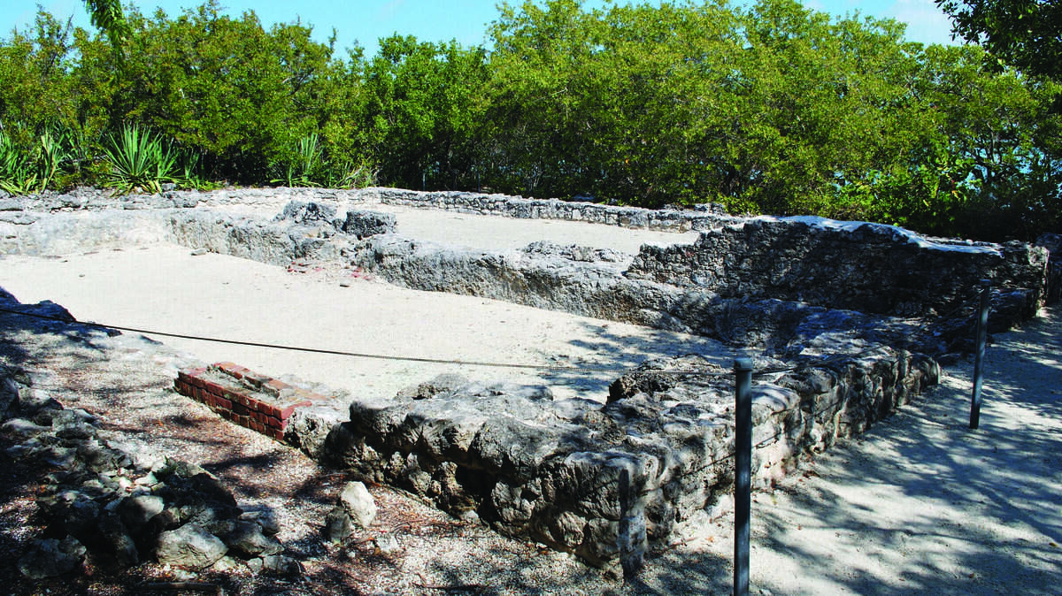 Ruins of Indian Keys three-story warehouse still visible at Indian Key.