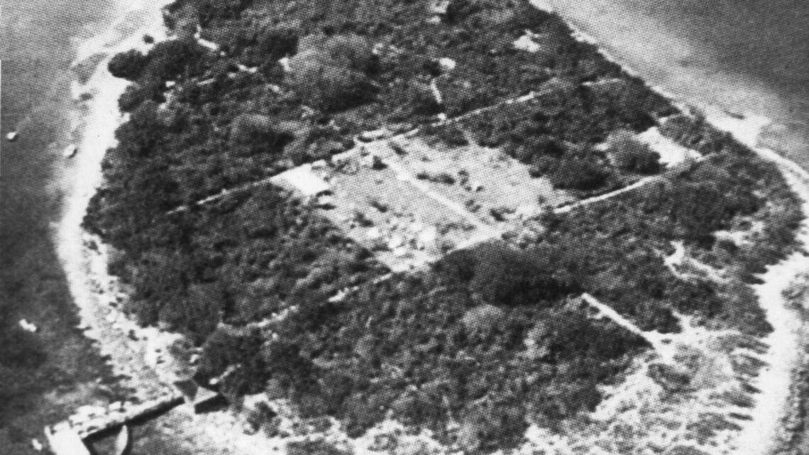 An aerial shot of Indian Key taken in 1980 shows the town square.