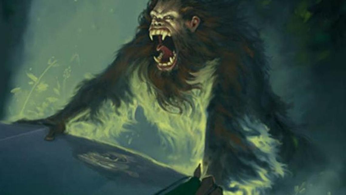 Cathy Wilkins, painting, ‘Skunk Ape at Car.’