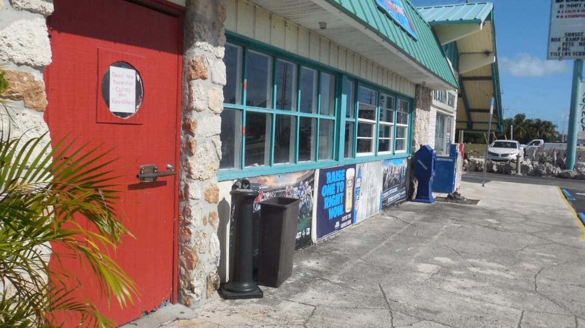 This is the Hurricane in Marathon. The sign on the door says ‘under new ownership, closed for renovations.’