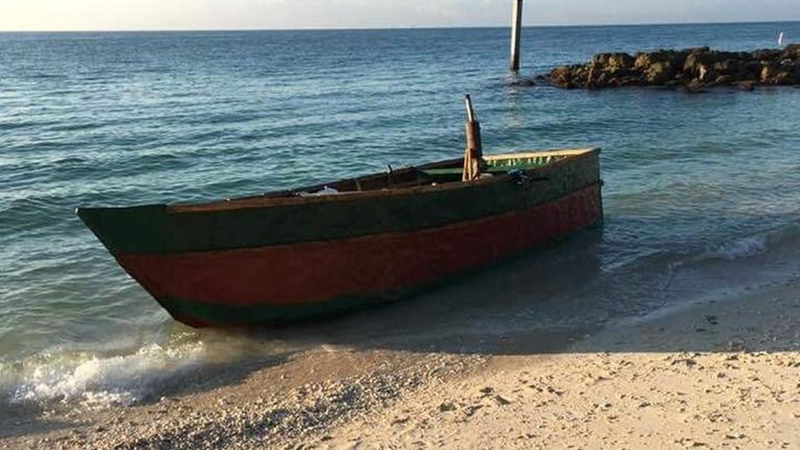 Seven people from Cuba landed at Fort Zachary Taylor Park in Key West in this rustic vessel Friday, Dec. 22.