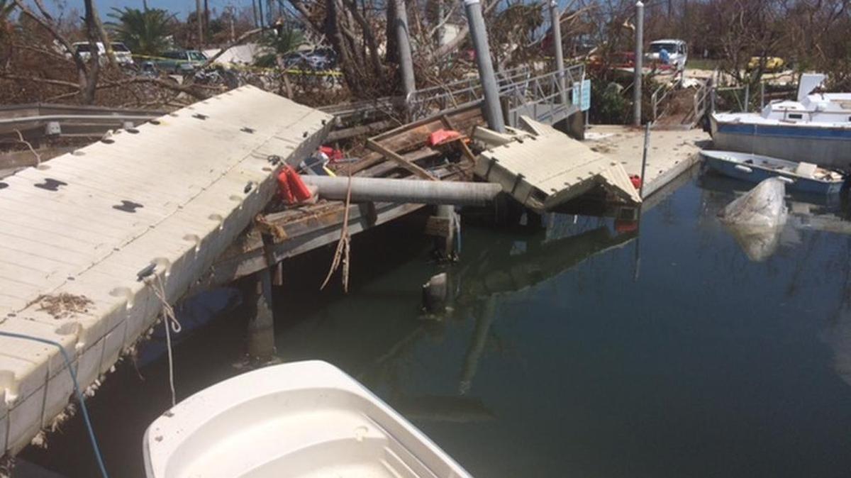Boats at Marathon’s city marina were tossed around with ease during Hurricane Irma.