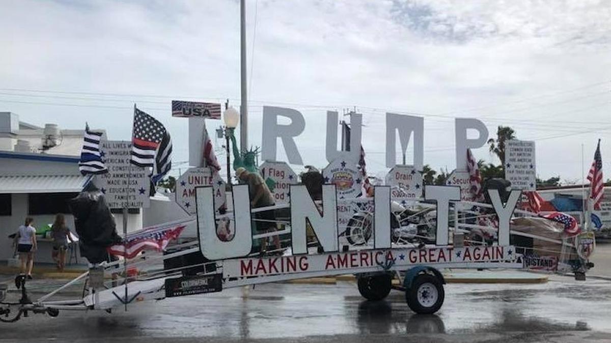 A Michigan man’s creation, the Trump Unity Bridge, made its way through Key West over the weekend.