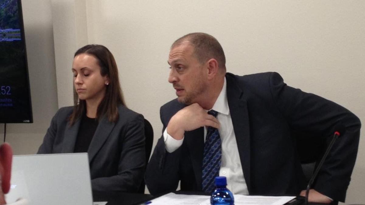 Key Largo Wastewater Treatment District General Manager Paul Christian speaks to elected officials during a Tuesday, Feb. 6 meeting where commissioners voter 3-2 not to renew his contract.