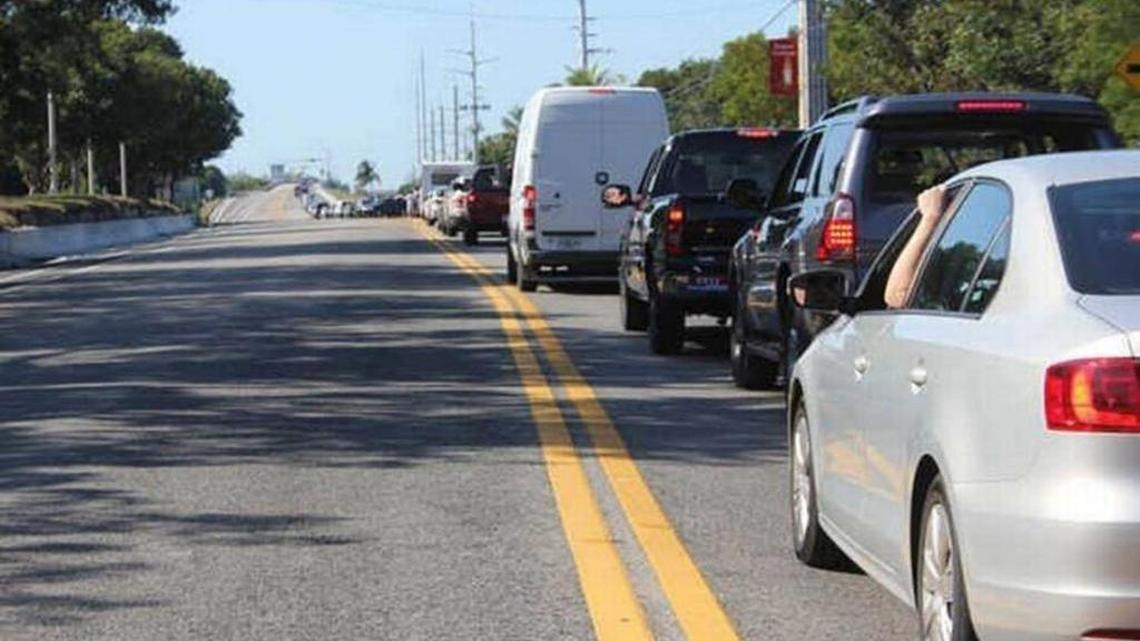 Traffic backs up approaching the Snake Creek drawbridge at mile marker 85.5 in this undated photo. The Florida Department of Transportation is considering replacing the bascule bridge with either a fixed span or a tunnel.