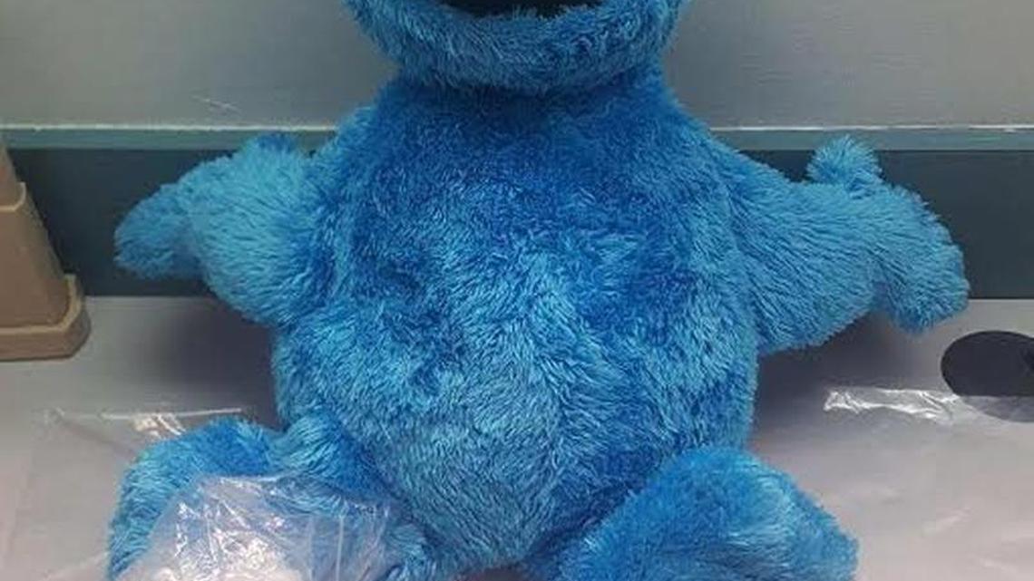 More than 300 grams of cocaine were allegedly transported inside this Cookie Monster doll.