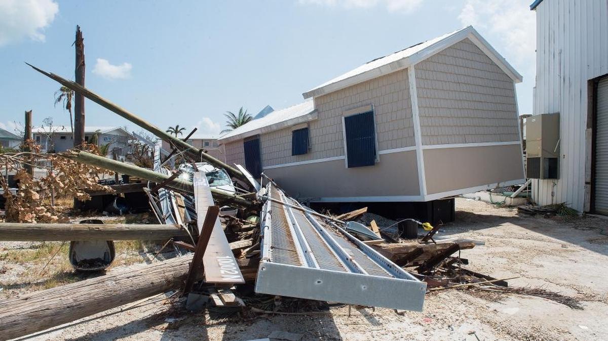 This is damage to a Big Pine Key neighborhood from Hurricane Irma, as seen about a week after the Category 4 storm made landfall in the Florida Keys.