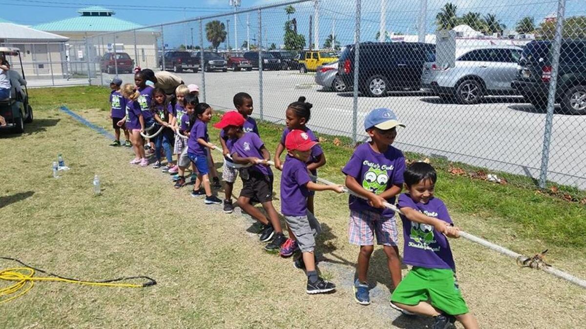 Horace O’Bryant School students play tug-of-war at their recent Field Day event.