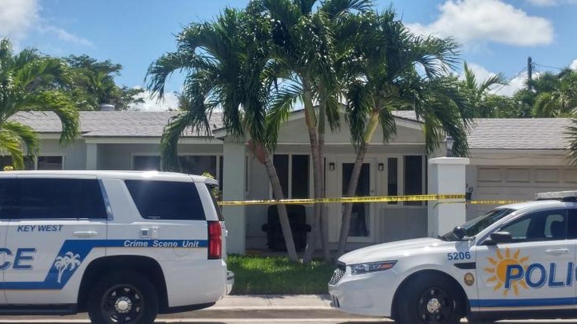 Police surround a Key West home after a brutal attack on a man on Aug. 14, 2017. 
