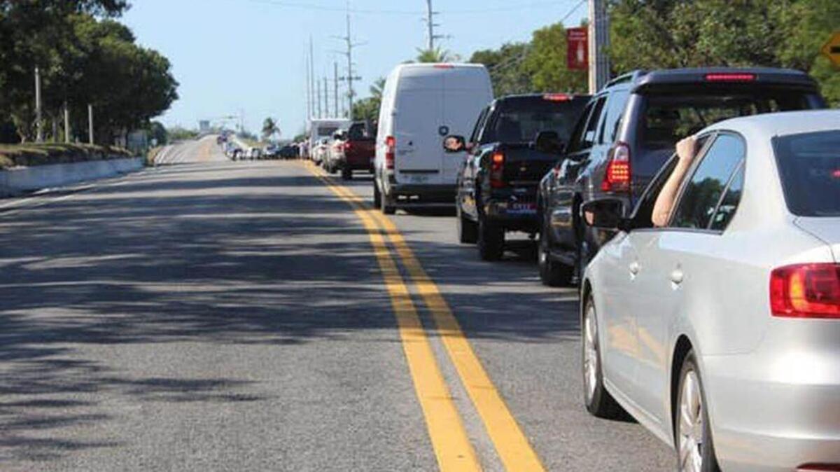 Southbound U.S. 1 traffic in the Keys backs up at the Snake Creek Bridge in Islamorada.