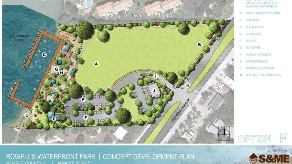 This is the conceptual design for Rowell’s Waterfront Park in Key Largo. A 6 p.m. Monday public meeting will be held at the Murray E. Nelson Government and Cultural Center, near mile marker 102.