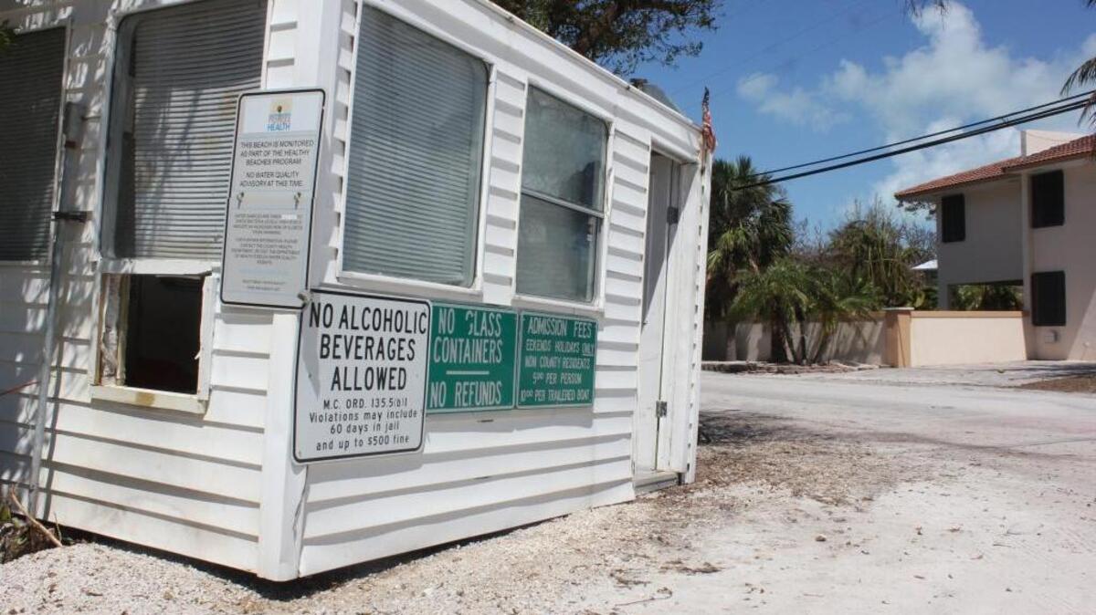 The entry-gate office at Harry Harris Park in Tavernier seems intact – until the reality sets in that Hurricane Irma’s storm surge and winds shoved the building more than a dozen yards out the park gate and into a neighbor’s yard.