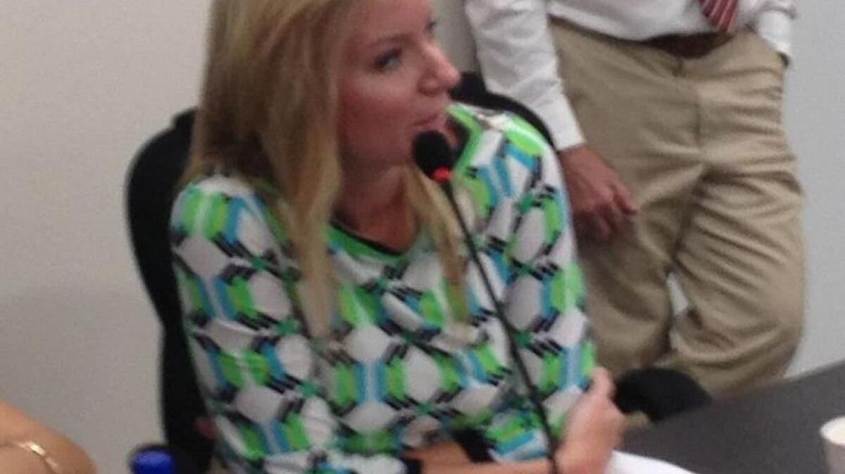 State Rep. Holly Raschein speaks to Key Largo Wastewater Treatment District commissioners Jan. 17 during a meeting about excluding the small community of Cross Key from the district. Doing so requires legislative action and Raschein plans to introduce a bill this legislative session.