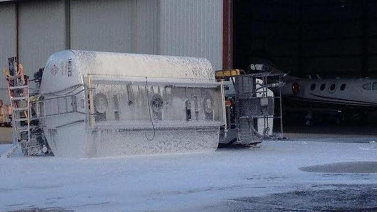 This fuel truck rollover left about 4,000 gallons of fuel spilled at Key West International Airport on Tuesday.
