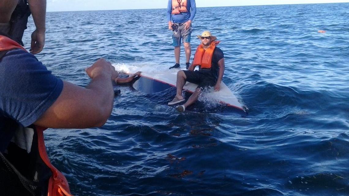 The Monroe Sheriff’s Office, Florida Fish and Wildlife Conservation Commission and U.S. Coast Guard work Thursday to rescue three men from an overturned vessel off Marathon. They were fishing for snapper when the boat took on water and overturned. At 6:40 p.m., all three men were safely aboard a Coast Guard vessel. They are from Hialeah. The boat is an 18-foot open fisherman. SeaTow was called to recover the boat.