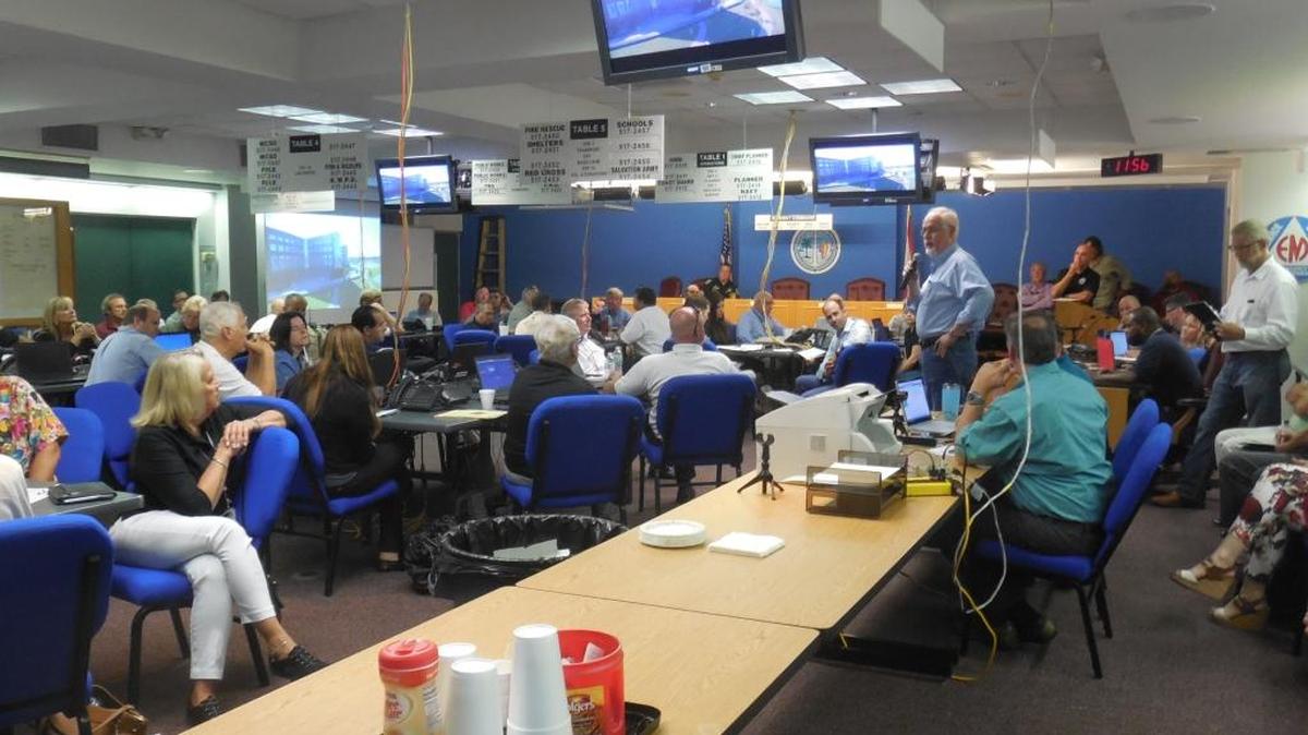 Top officials from throughout Monroe County take part in a May 3 hurricane preparedness exercise May 3 at the Emergency Operations Center in Marathon. There were 112 participants from 37 entities, such as law enforcement, utilities, nonprofit groups and hospitals.